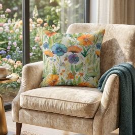 Fransk lanterns dekoration Vattenfärg vilda blommo Kudde