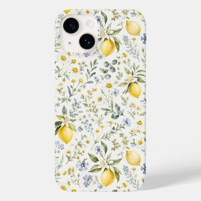 Fransk lantlig citron och vilda blommor mönster (Baksida)