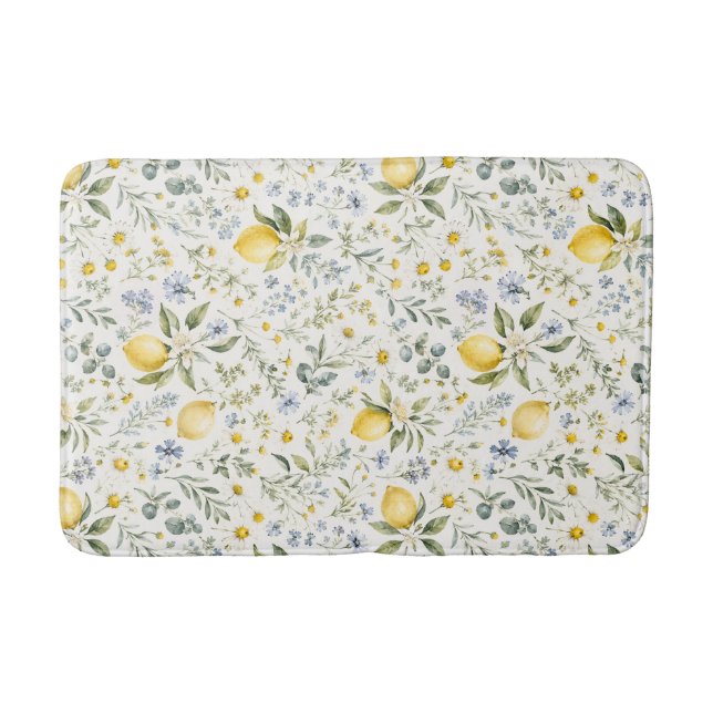 Fransk lantlig citron- och vildblommamönster badrumsmatta (Framsidan)