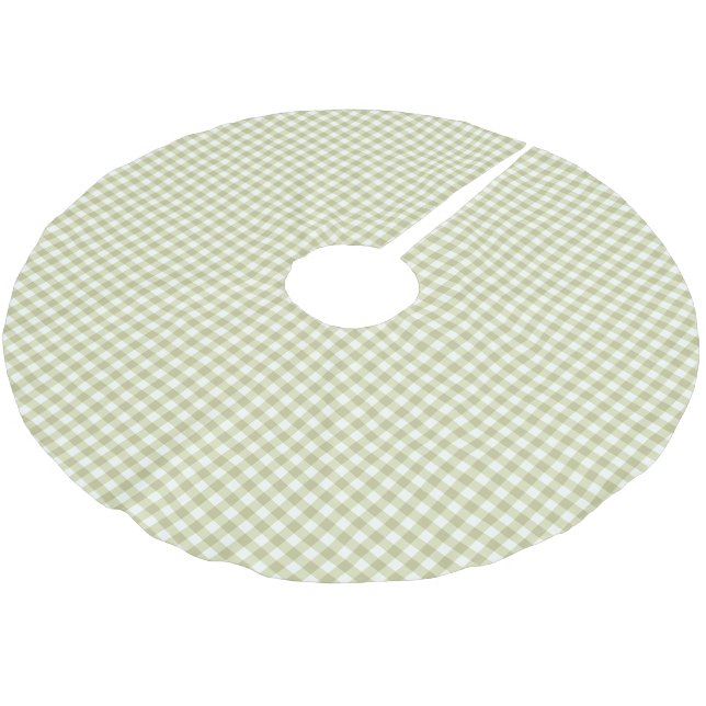 Fransk lantring gingham - salvia grön randig. julgransmatta borstad polyester (Vinklad)