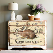 Fransk Lapin de Cacao Brown Bunny Rabbit Decoupage