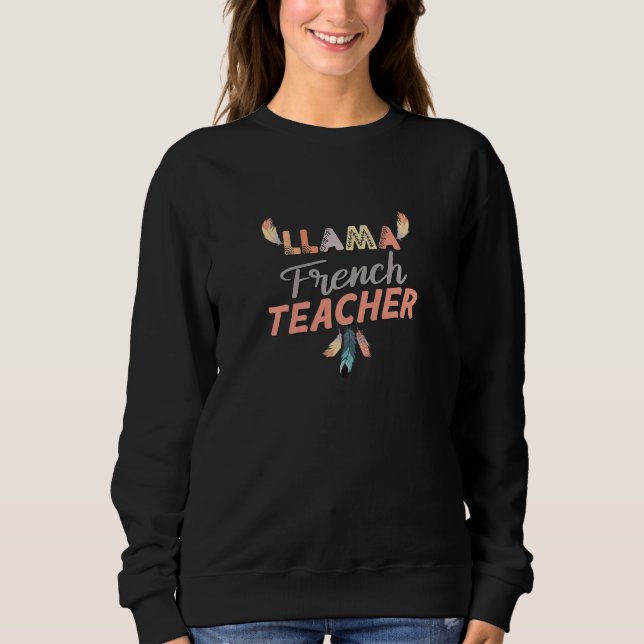 Fransk Lärare i Womens Cute Back to school Llama T Shirt (Framsida)