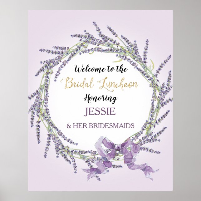 Fransk Lavender Blommigt  WAN Guld Möhippa Luncheo Poster (Framsidan)