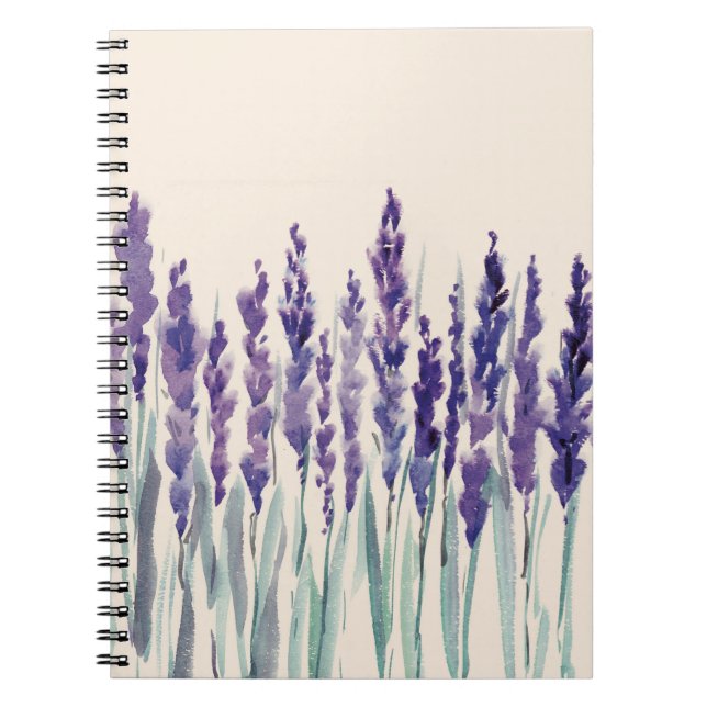 Fransk Lavender: Watercolor Illustration Anteckningsbok (Framsidan)