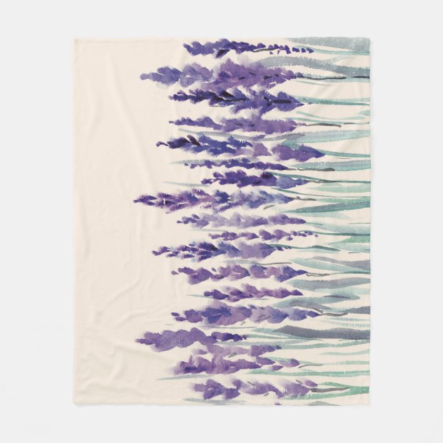 Fransk Lavender: Watercolor Illustration Fleecefilt (Framsidan)