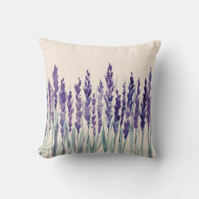 Fransk Lavender: Watercolor Illustration Kudde (Framsida)