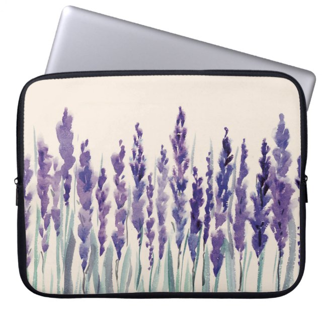 Fransk Lavender: Watercolor Illustration Laptop Fodral (Framsidan)
