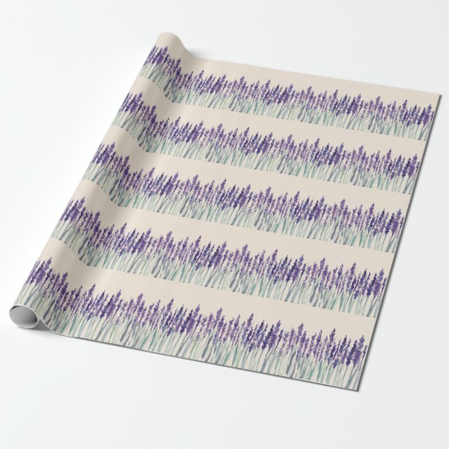 Fransk Lavender: Watercolor Illustration Presentpapper (Utrullad)