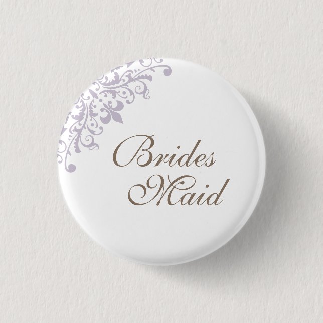 Fransk lila Fleur de Lis Script brudtjänsteflicka  Knapp (Framsida)