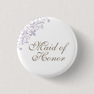 Fransk Lila Fleur de Lis Script Maid of honor Knapp