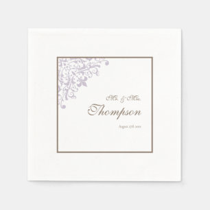 Fransk Lila Fleur de Lis Wedding Reception Pappersservett