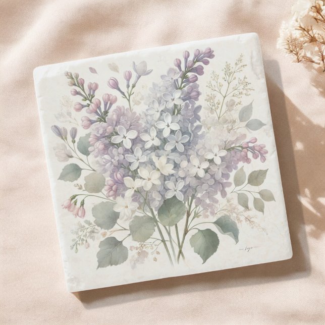 Fransk Lilac Watercolor Blommigt Vår & Summer Stenunderlägg (Skapare uppladdad)