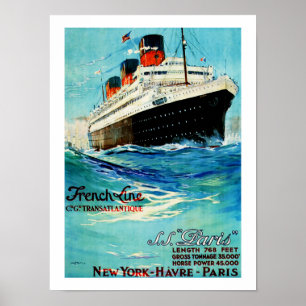 Fransk Line ~ ss Paris Poster