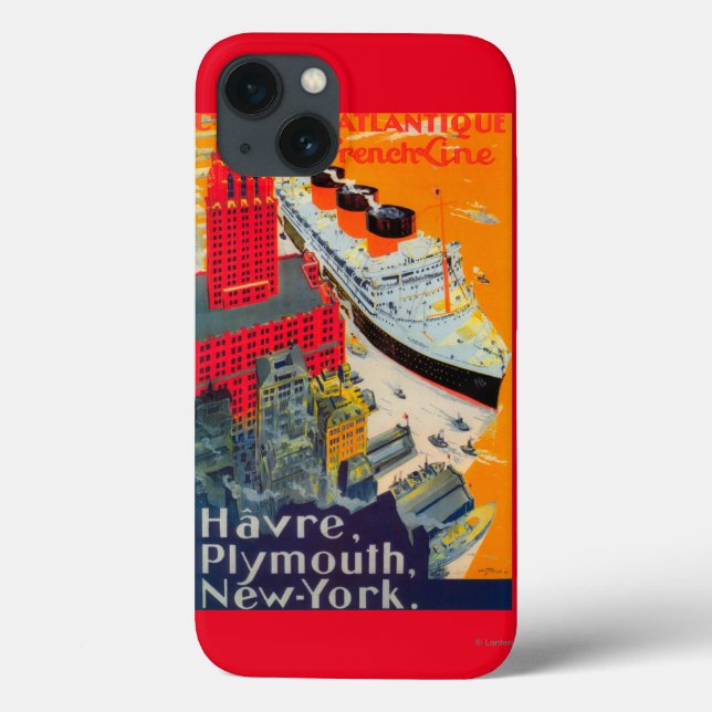 Fransk Line Travel Poster, Havre till Plymouth, NY (Baksida)