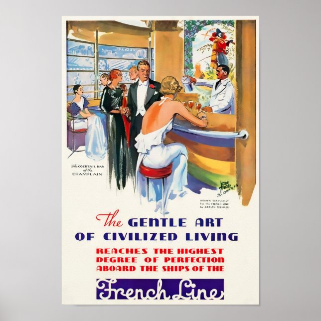 Fransk Line Vintage resor Poster (Framsidan)