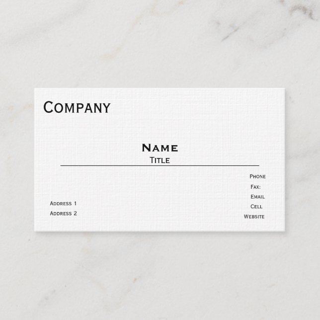 Fransk Linen Business Card-mall (vit) Visitkort (Framsida)