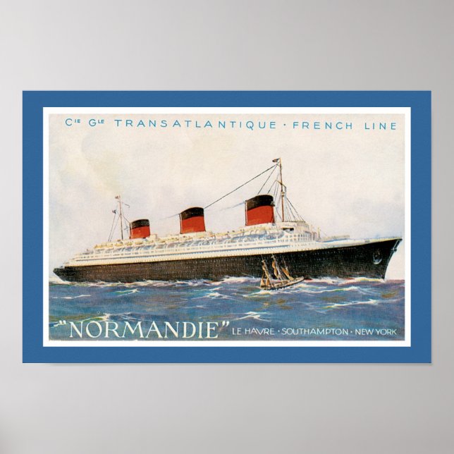 Fransk Line's Normandie Poster (Framsidan)