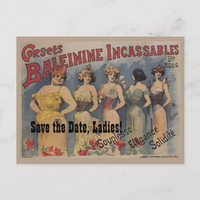 Fransk Lingerie Möhippa Tema Spara datum Meddelande Vykort (Framsida)