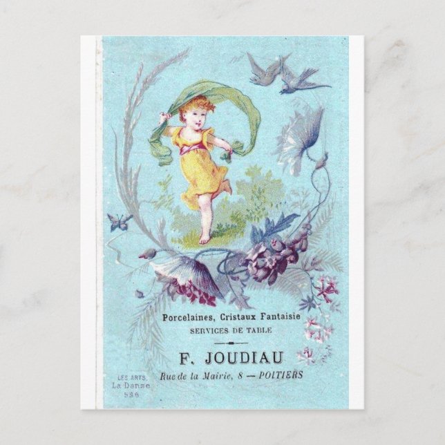Fransk Little Girl Post Card Vykort (Framsida)