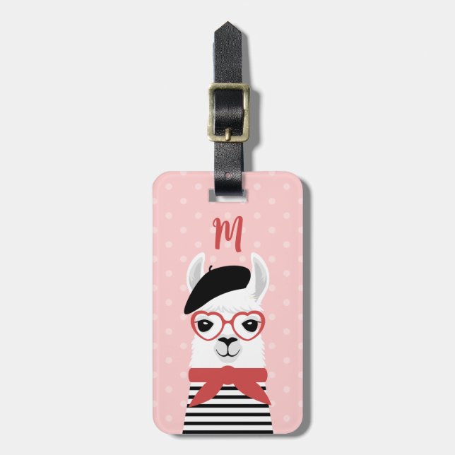 Fransk Llama Luggage Tag Bagagebricka (Vertikal Framsida)
