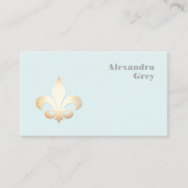 Fransk Löv Fleur de Lis Light Blue Visitkort (Framsida)