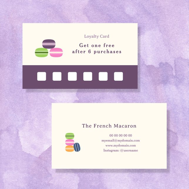 Fransk Macaron-lojalitetskort Visitkort (French Macaron Loyalty Card)