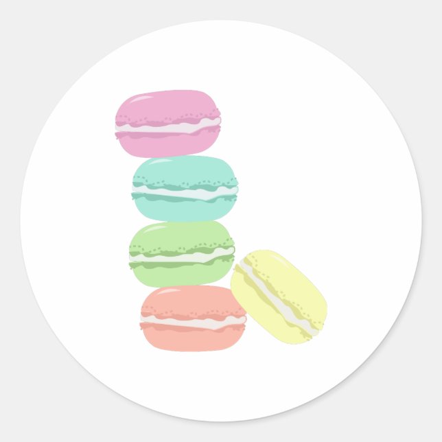 Fransk Macaron Runt Klistermärke (Framsida)