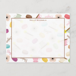 Fransk Macarons Anemome & Tekopp Flat Notecards Anteckningskort