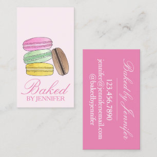 Fransk Macarons Food Baking Pastry Chef Bakery Visitkort