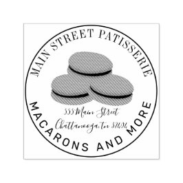 Fransk Macarons Food Business Restaurant Adress Självfärgande Stämpel
