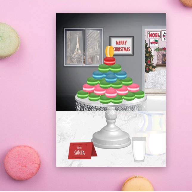 Fransk Macarons jul Kväll och God morgon Paris Helgkort (Skapare uppladdad)