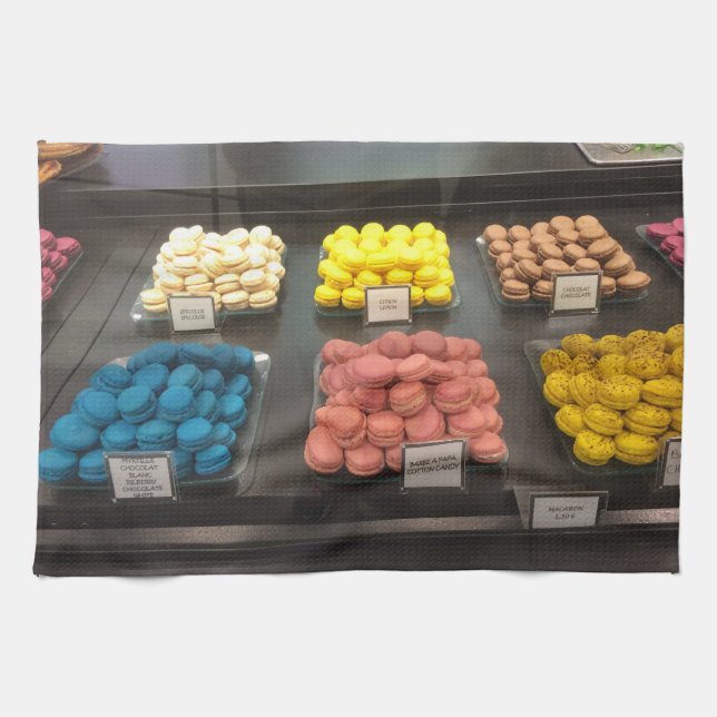 Fransk Macarons | Paris, frankrike Kökshandduk (Horisontell)