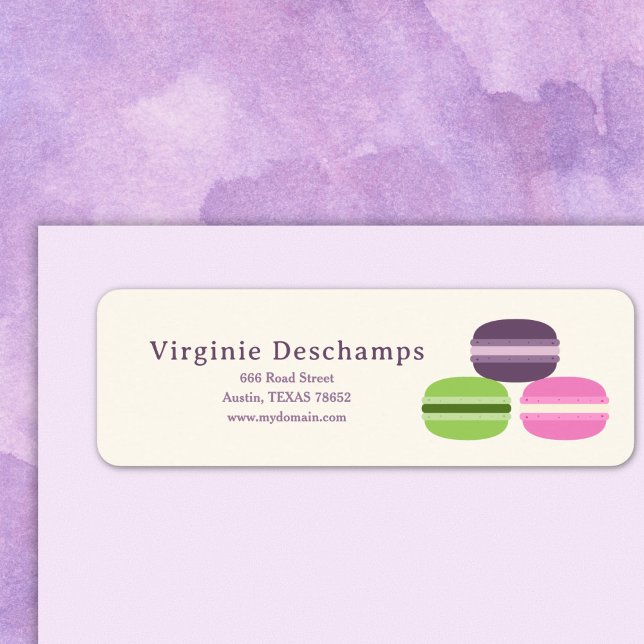Fransk Macarons returadressetikett Returadress Etikett (French Macarons Return Address Label)