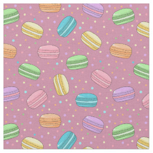 Fransk Macarons Rosa Dessert Mönster Tyg