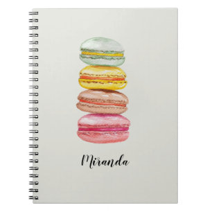 Fransk Macarons vattenfärg Hand-målad Anteckningsbok