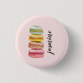 Fransk Macarons vattenfärg Hand-målad Knapp