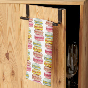Fransk Macarons vattenfärg Hand-målad Kökshandduk