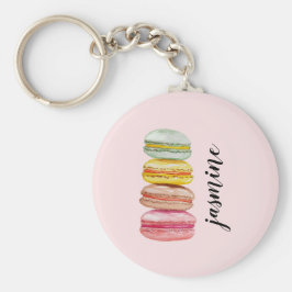 Fransk Macarons vattenfärg Hand-målad Nyckelring