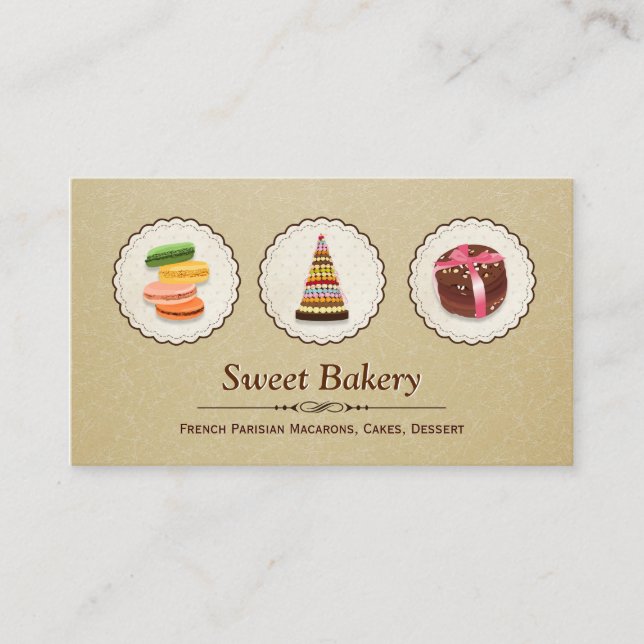 Fransk Macaroons - Anpassningsbar Dessert Bakery S Visitkort (Framsida)