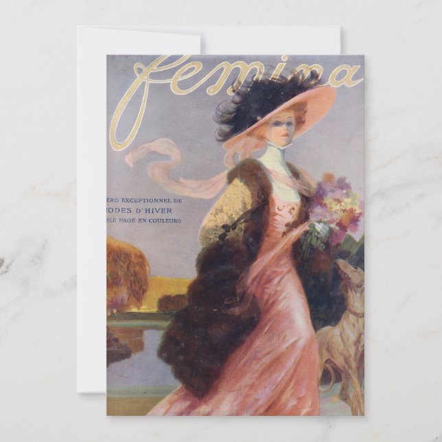 Fransk Magazine Femina 1909 Täcker tom inbjudan (Framsida)