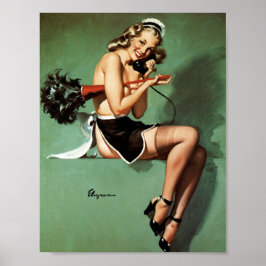 Fransk Maid with Duster Pin Up Poster