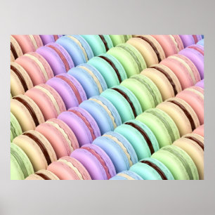 Fransk makaroner med olika färg- och smakämnen poster
