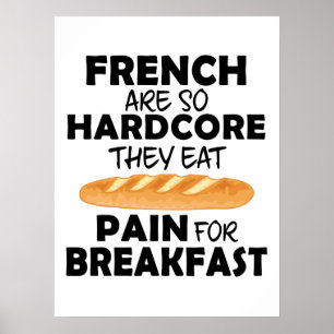 Fransk människor äter smärta för frukost poster