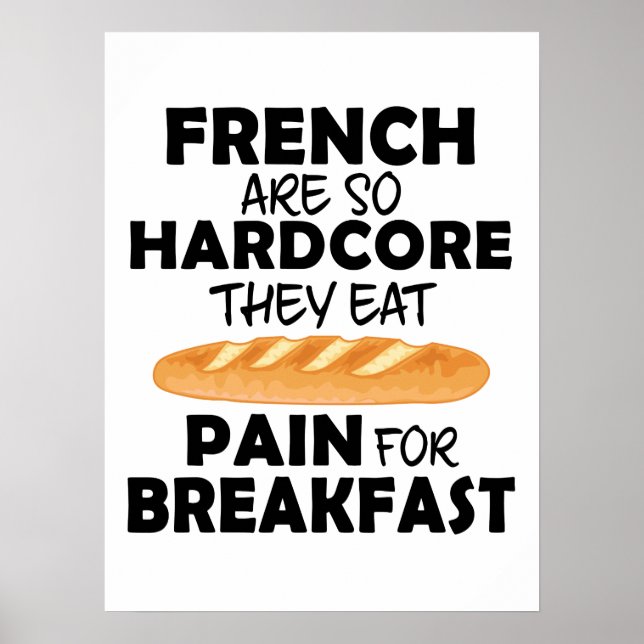 Fransk människor äter smärta för frukost poster (Framsidan)