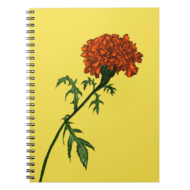 Fransk Marigold Flower Bläck Teckning Anteckningsbok (Framsidan)
