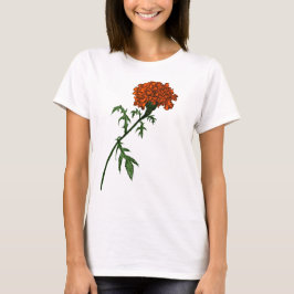 Fransk Marigold Flower Bläck Teckning T Shirt
