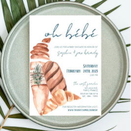 Fransk Market - Baguette - Baby Shower-inbjudan Inbjudningar