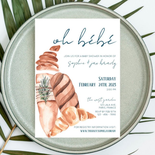 Fransk Market - Baguette - Baby Shower-inbjudan Inbjudningar (Skapare uppladdad)
