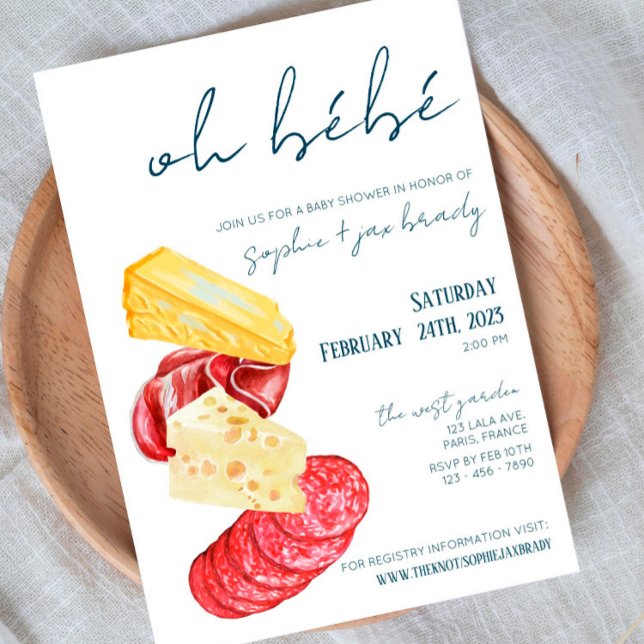 Fransk Market - Cheese - Baby Shower-inbjudan Inbjudningar (Skapare uppladdad)