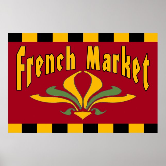 Fransk Market Fleur De Lis Sign Poster (Framsidan)